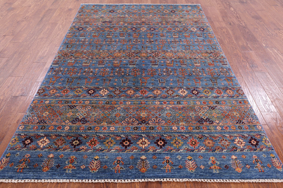 5' 6" X 8' 5" Tribal Persian Gabbeh Hand-Knotted Rug Q5356
