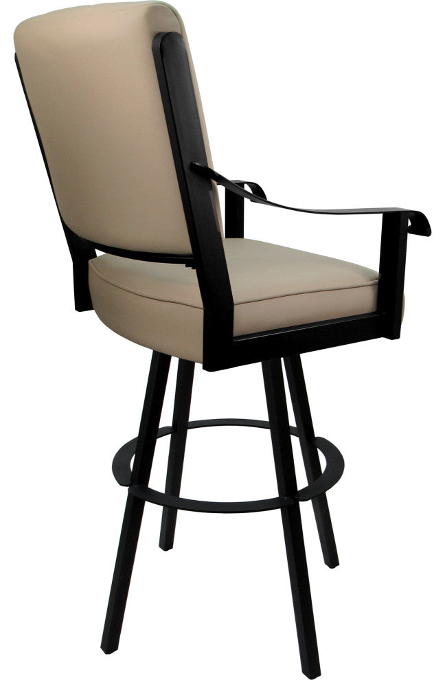 Leather Swivel Metal Bar Stool - Memphis on Warren Base, Tan Leather on Black, 34"