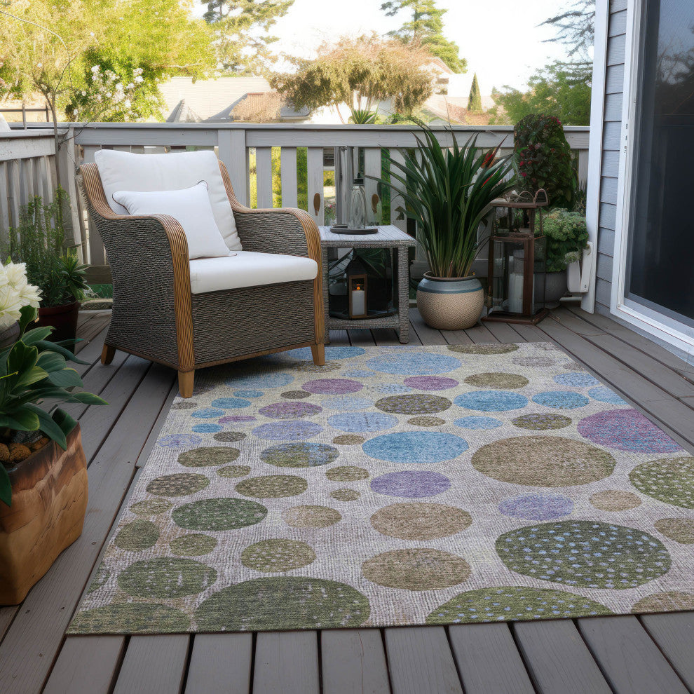 Machine Washable Indoor/Outdoor Chantille ACN1899 Taupe 5' x 7'6" Rug