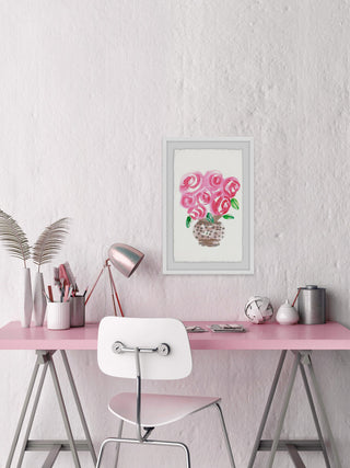 "Big Pink Blooms" Framed Painting Print, 12"x18"