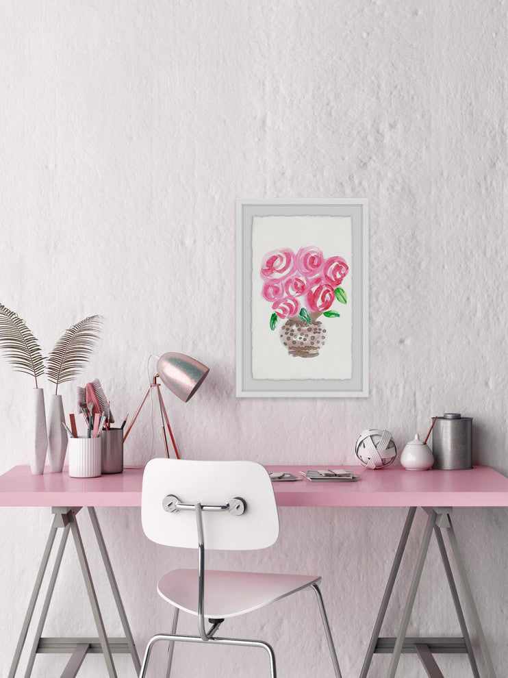 "Big Pink Blooms" Framed Painting Print, 12"x18"