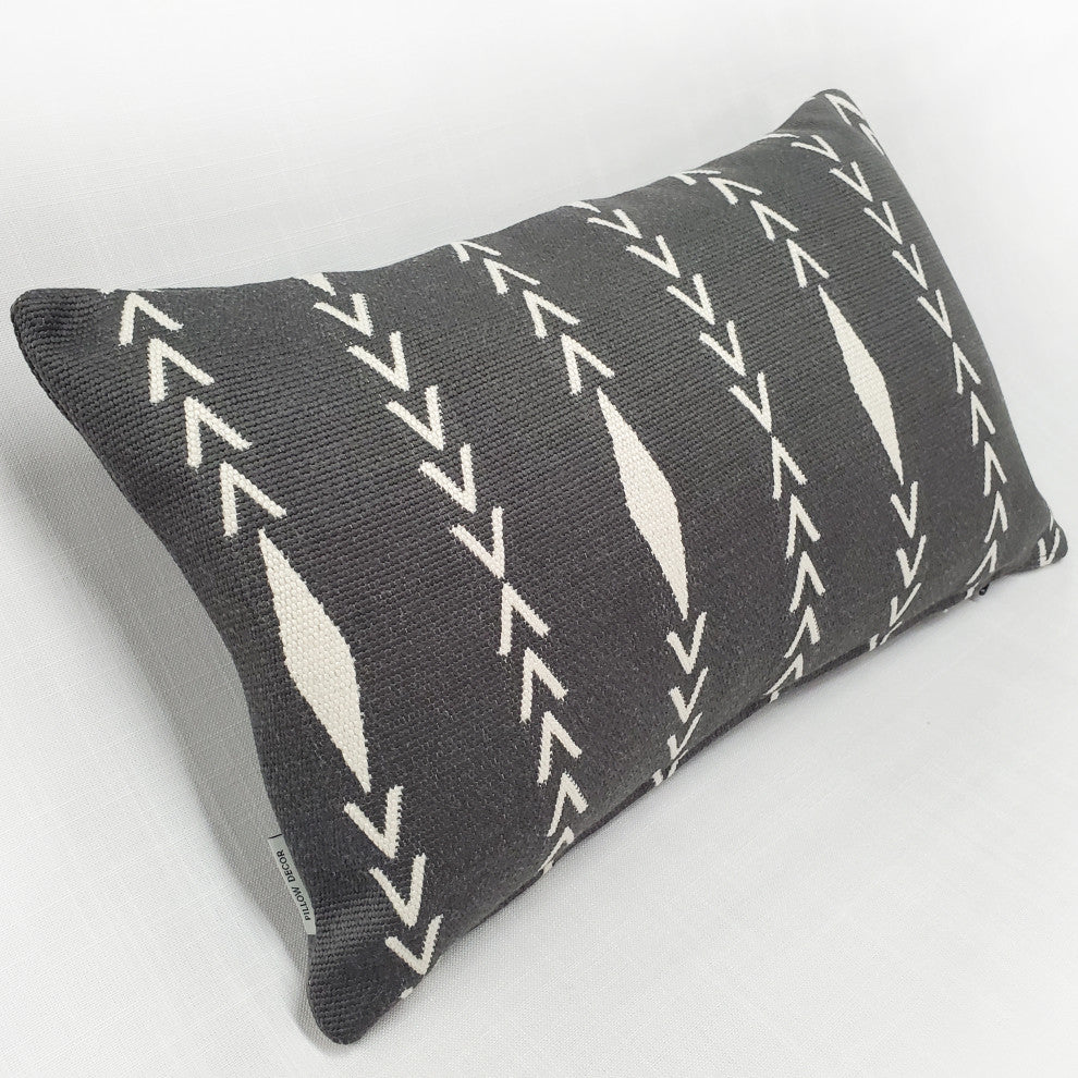 Diamond Ray Charcoal GrayThrow Pillow 12x20