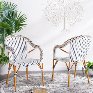 Safavieh Outdoor California Armchair, White/Navy