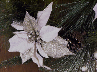 24" Poinsettia and Pine Cone Wreath