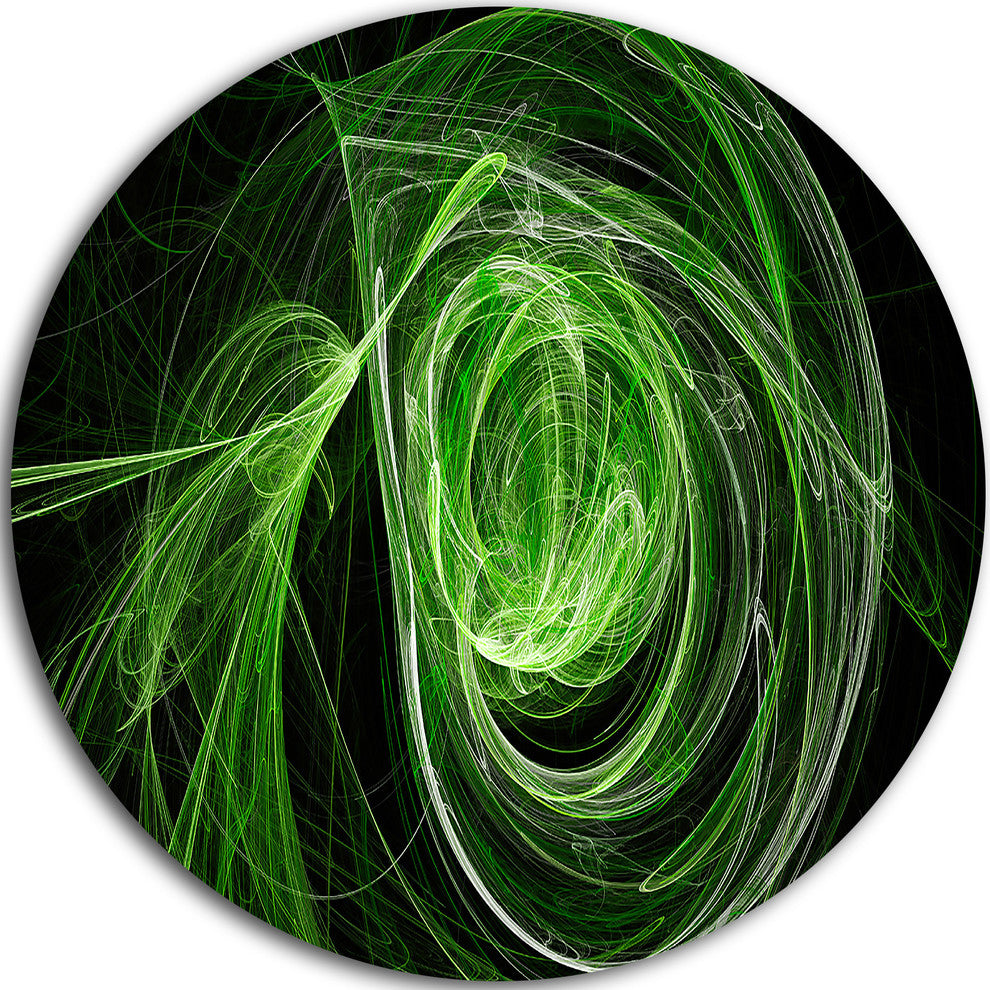 Green Ball Of Yarn, Abstract Digital Art Disc Metal Wall Art, 11"