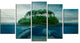 Giant Turtle Carrying Island, Oversized Abstract Canvas Art, 60"x32", 5 Panels