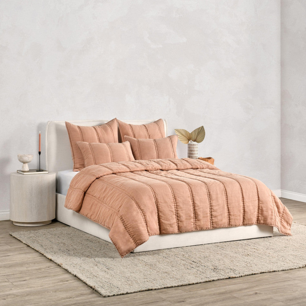 Rowen Sustainable Fabric Quilt by Kosas Home, Clay, Queen