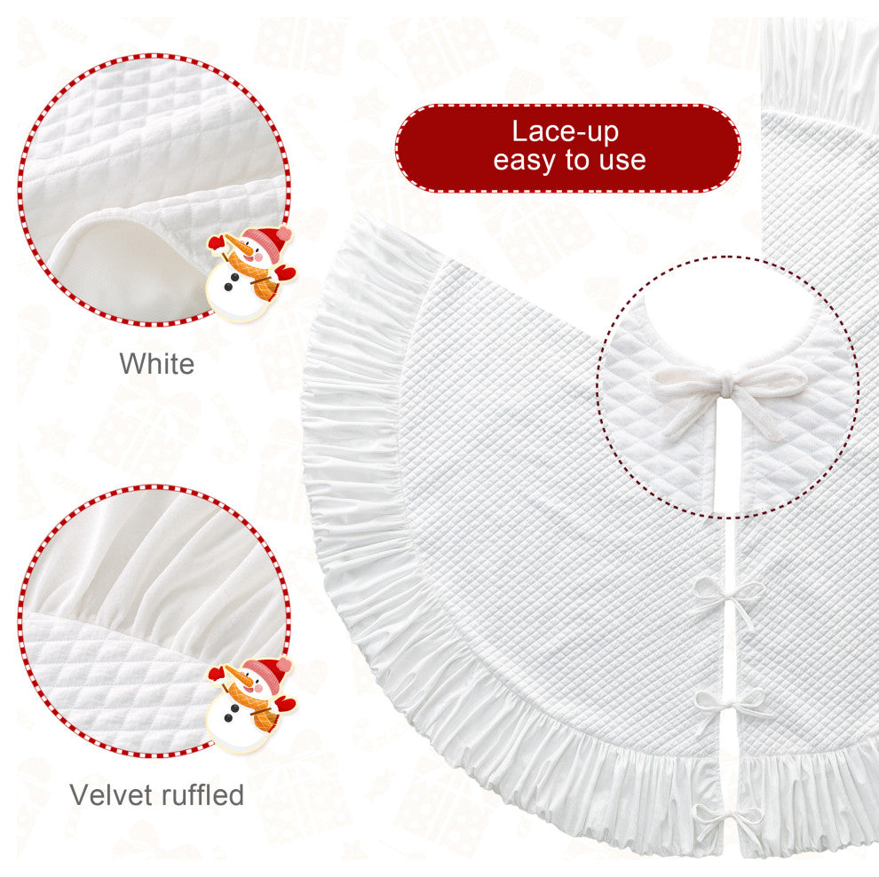 60"D Velvet Ruffled Christmas Tree Skirt
