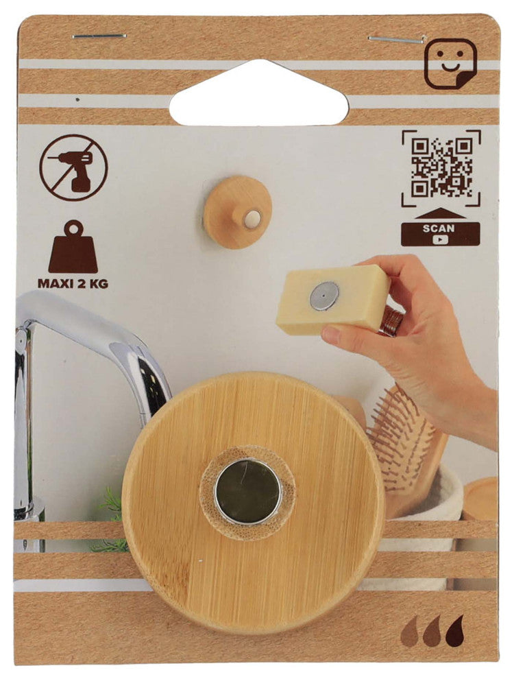 Magnetic Soap Holder Bamboo Wall Mounted Adhesive