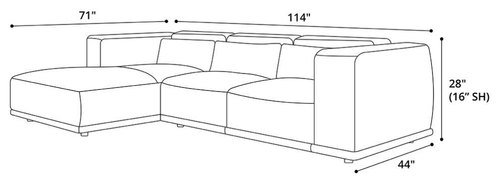Thomas Sectional Sofa, Leather, Canela Leather, Right-Facing Chaise
