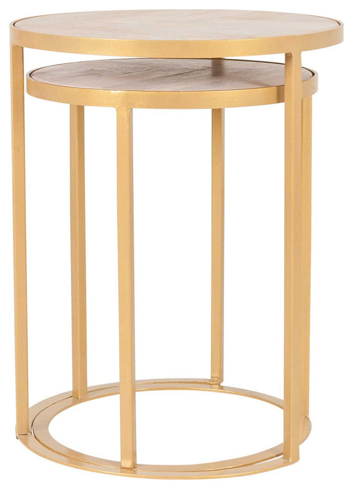 East at Main Mango Wood and Gold Iron Nesting Tables (Set of 2)