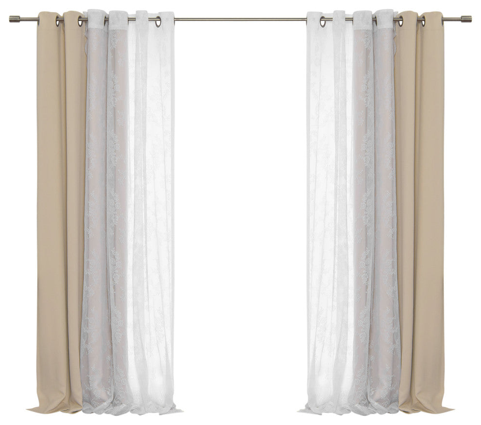 Rose Sheers and Blackout Curtains, Beige, 52"x96"