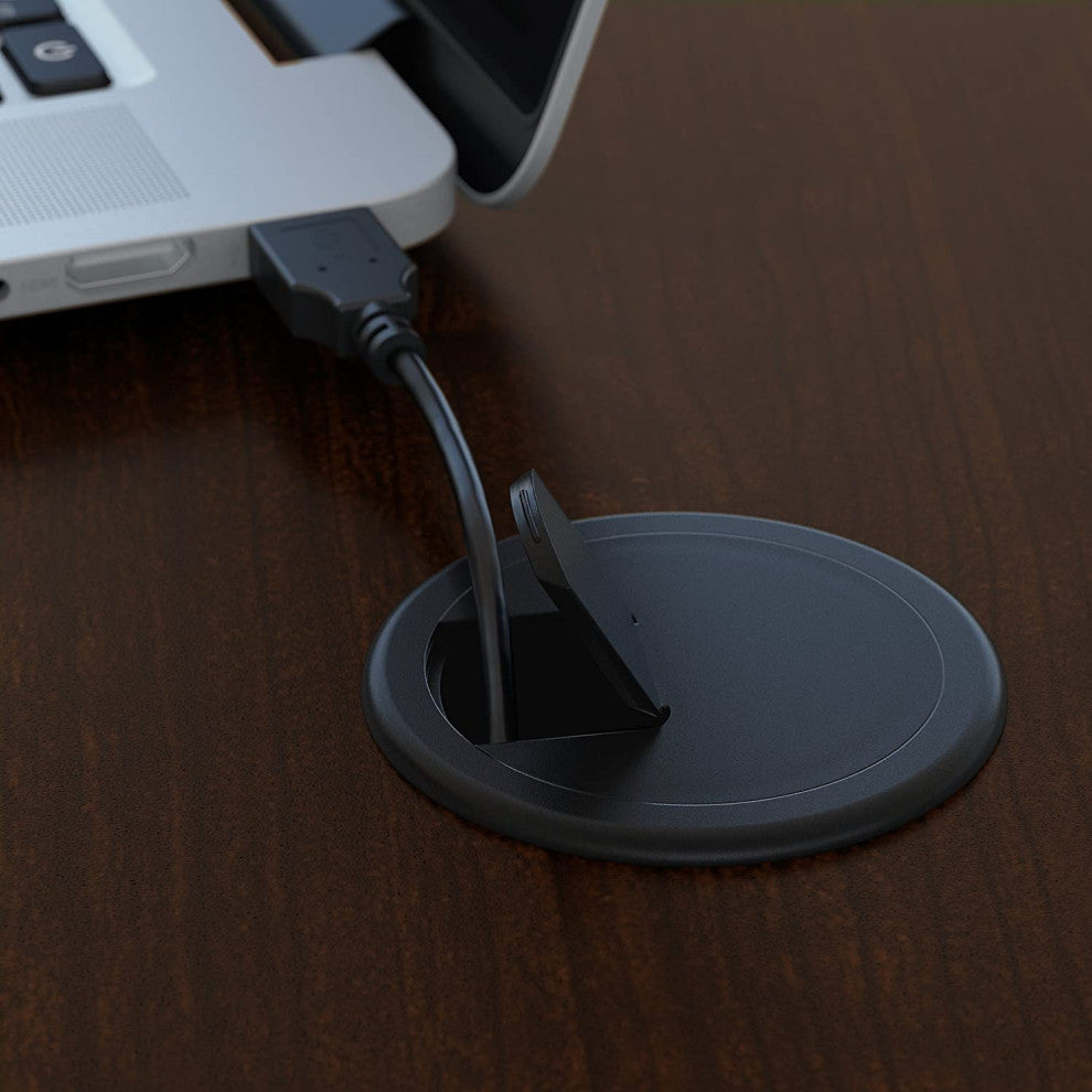 Rectangular Desk, Mocha Cherry Laminate Top and Wire Management Grommet, 60w X 2