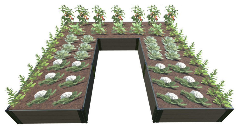 Weathered Wood Walk-In Jumbo U-Shape' 12'x12' 16.5" Raised Garden Bed, 1"