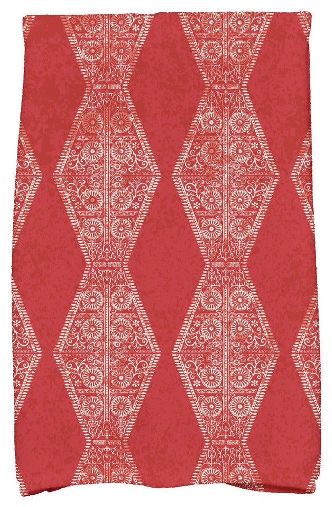 Pyramid Stripe Geometric Print Kitchen Towel, Red