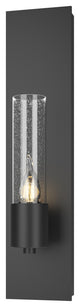 Pillar 1 Light Sconce, Black Finish, Seeded Clear Glass