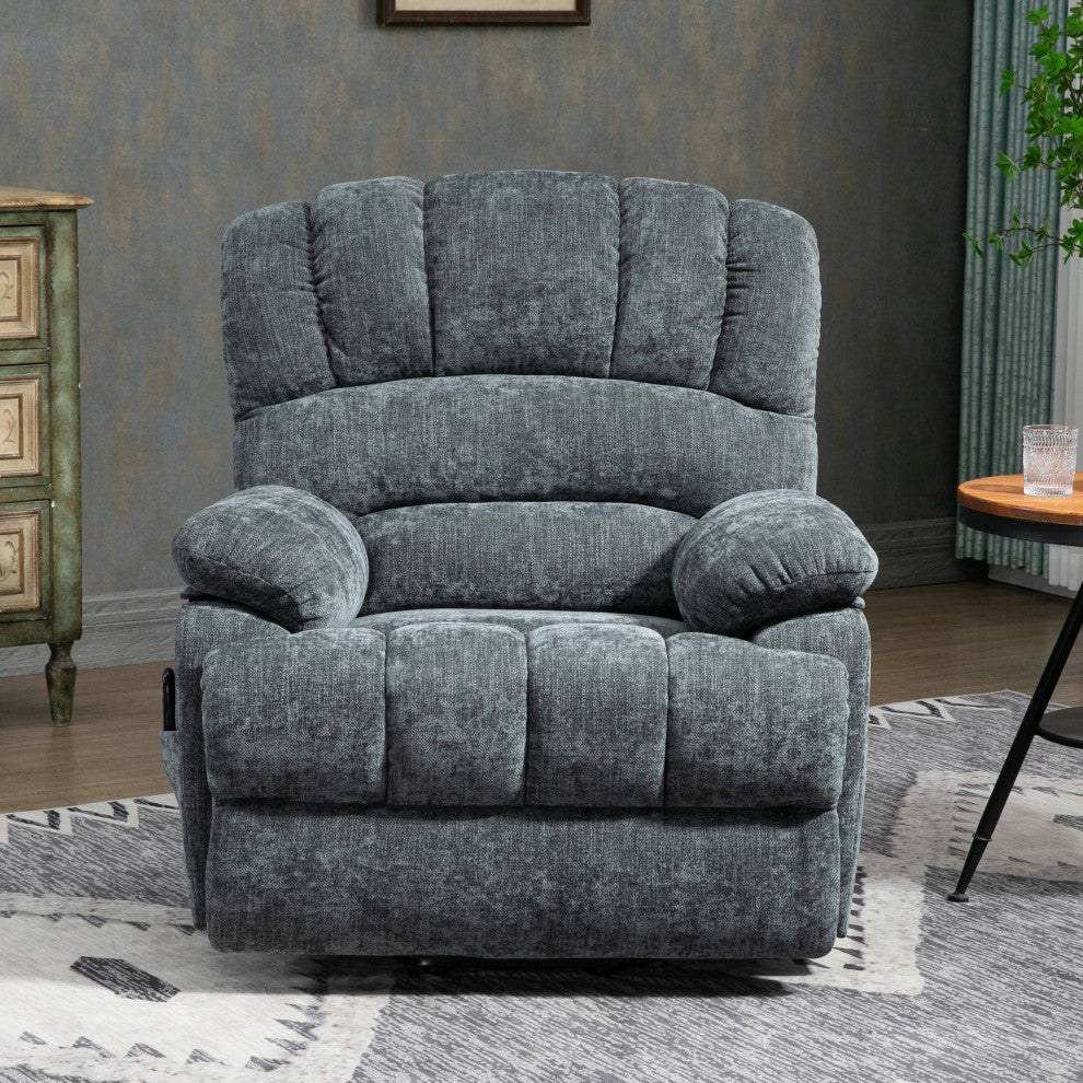 Power Lift Recliner Chair with Massage and Heat Function, 8-Point Vibration, Blue-Gray