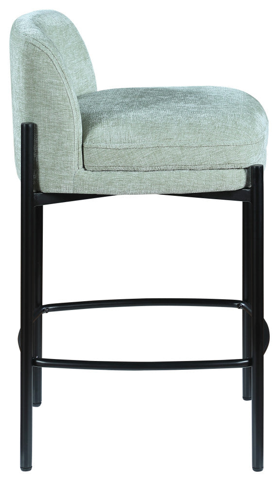 Burton Chenille Fabric Upholstered Stool (Set of 2), Mint