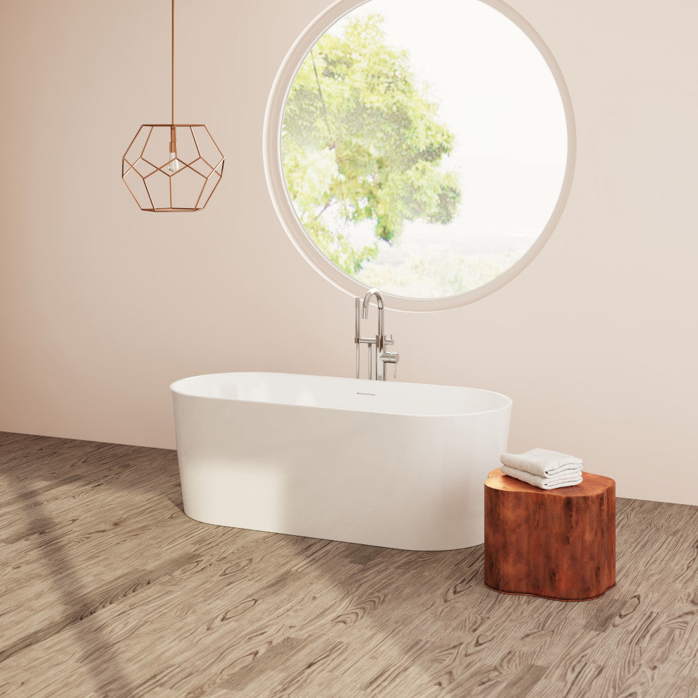Perlato Andorra Freestanding Soaking Tub, White, 67"