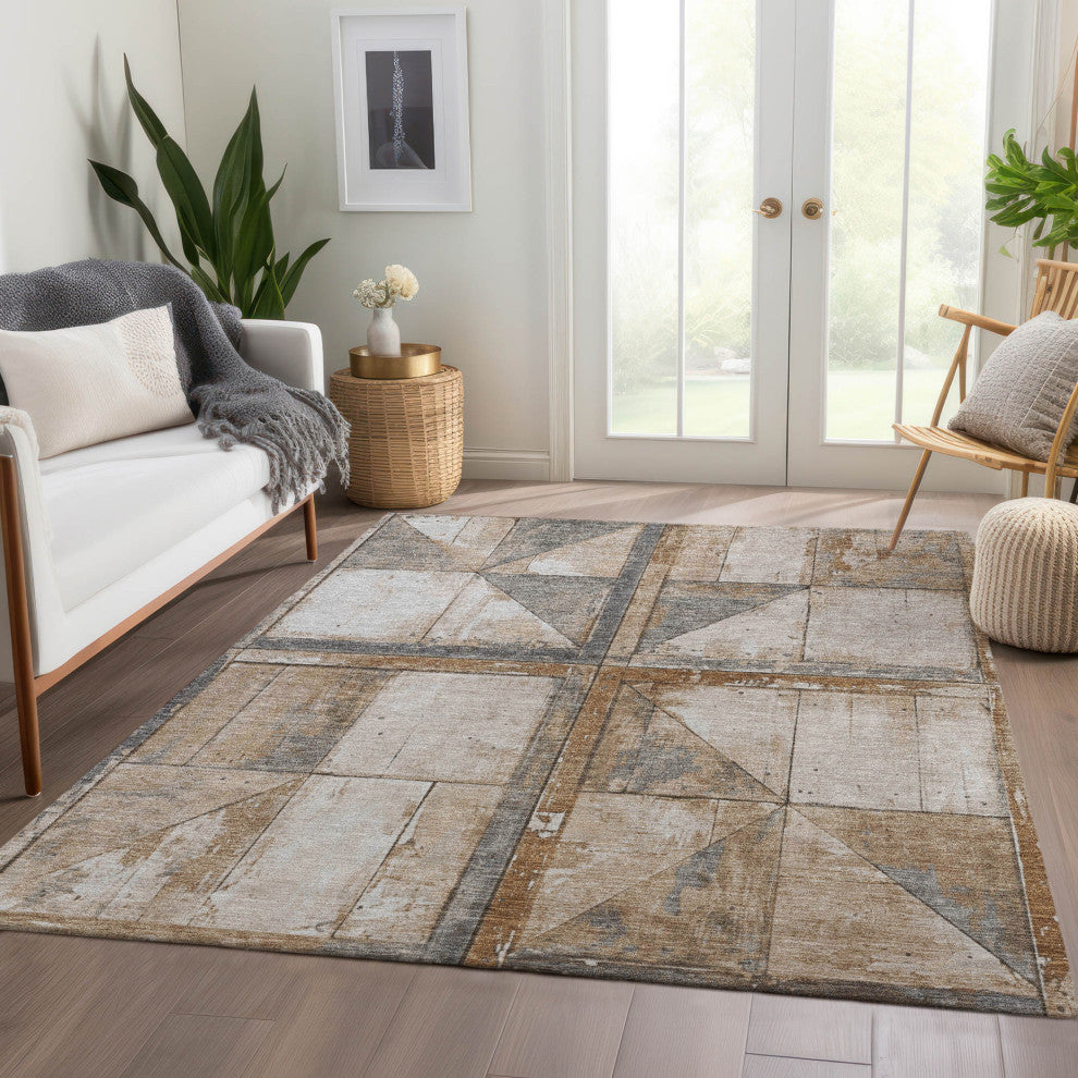 Machine Washable Indoor/Outdoor Chantille ACN1875 Copper 3' x 5' Rug