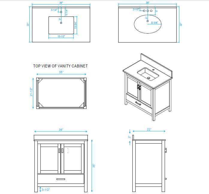 Wyndham WCS141436SWHCMUNOMED 36 Inch Single Bathroom Vanity in White
