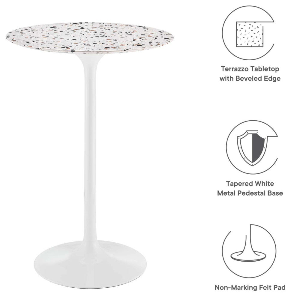 Lippa 28" Round Terrazzo Bar Table, White White