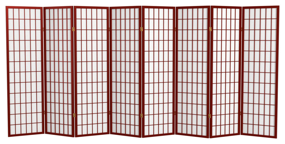 5' Tall Window Pane Shoji Screen, Rosewood, 8 Panels