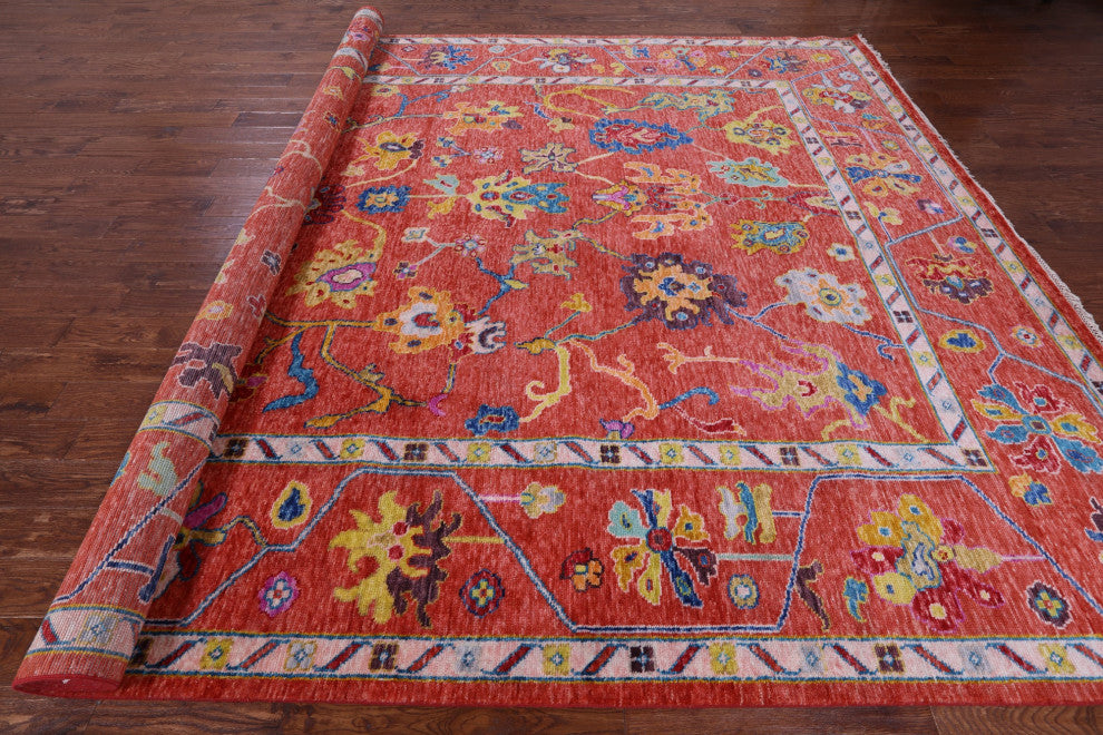 10' 4" X 13' 8" Hand Knotted Turkish Oushak Wool Rug - Q14785