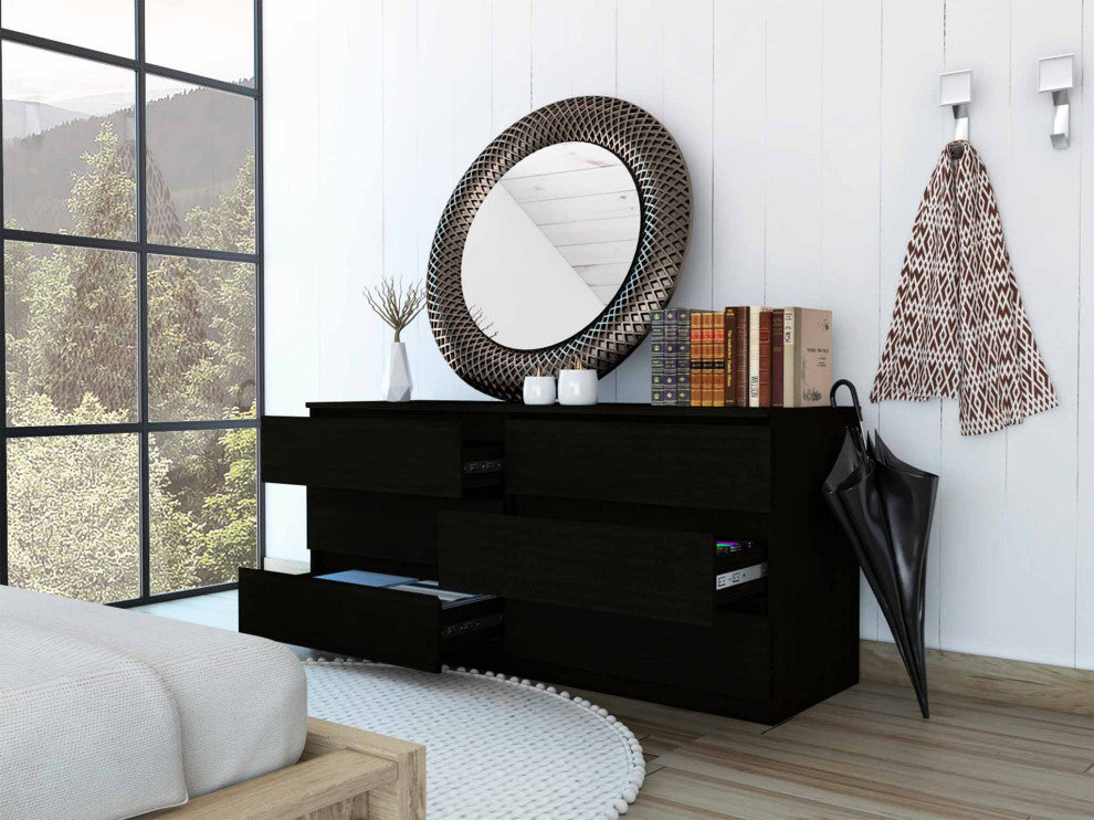 FM FURNITURE Seul Modern Minimal Six Drawer Double Dresser with Superior Top