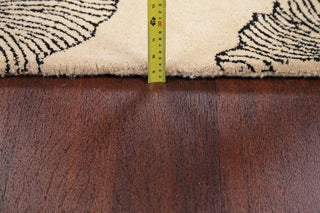 Modern Nature & Floral Hand-Tufted Indian Oriental Area Rug, Beige, 8'2"x5'2"