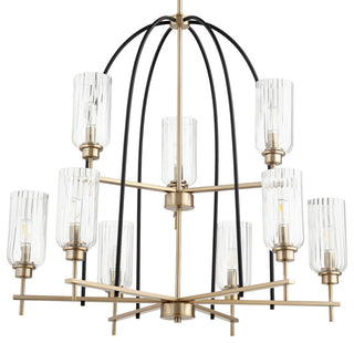 Quorum International 607-9 Espy 9 Light 32"W Chandelier - Noir / Aged Brass