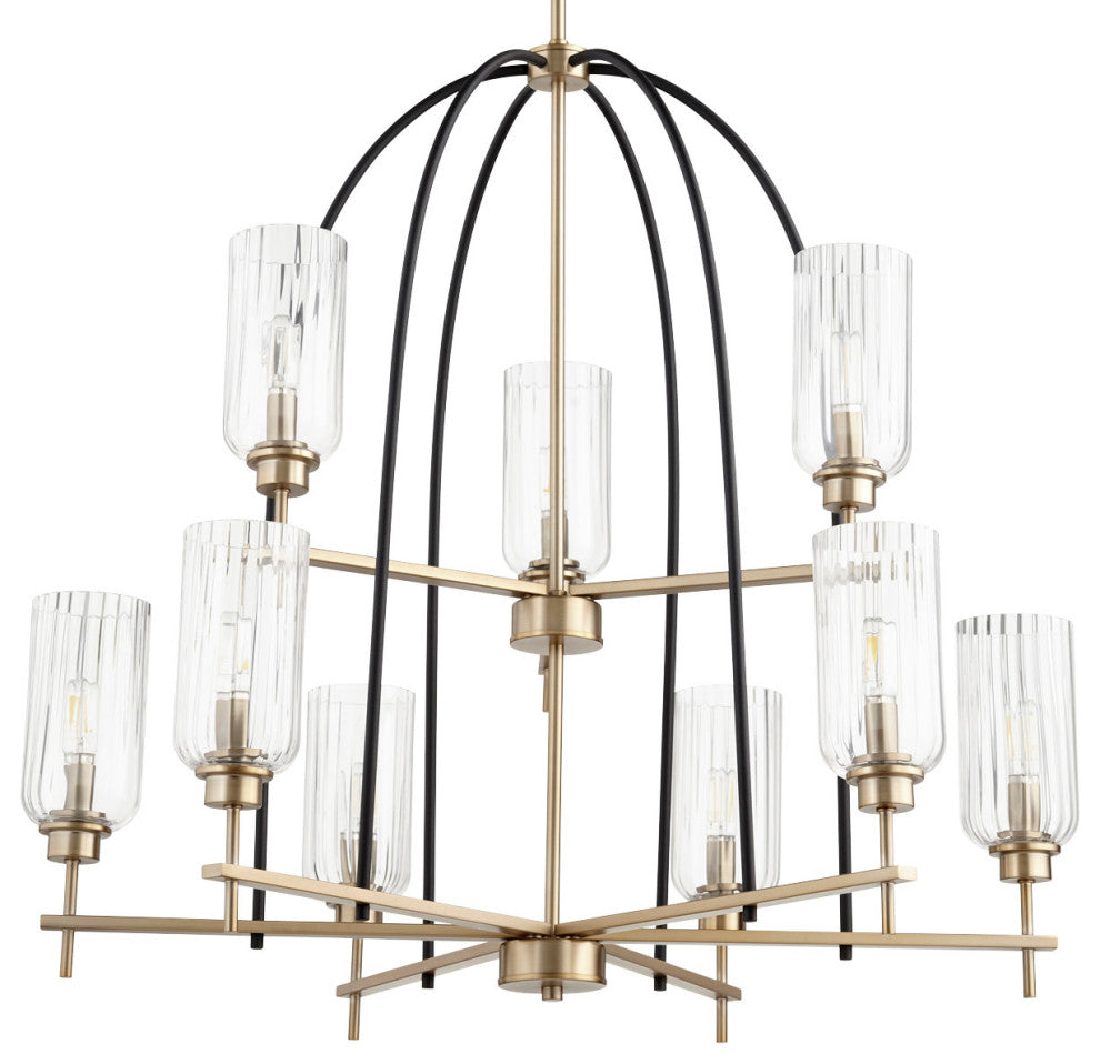 Quorum International 607-9 Espy 9 Light 32"W Chandelier - Noir / Aged Brass