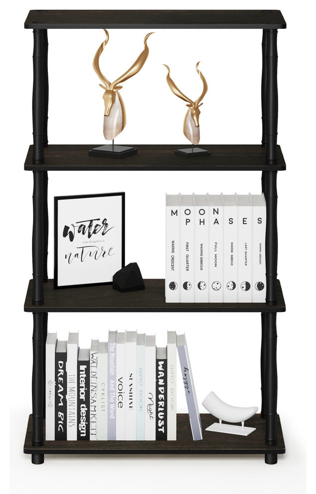 4-Tier Multipurpose Shelf Display Rack, Classic Tubes, Espresso/Black 18034EX/BK