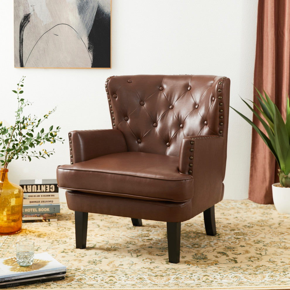 Set of 2  Leatherette Modern Accent Chair, Coffee