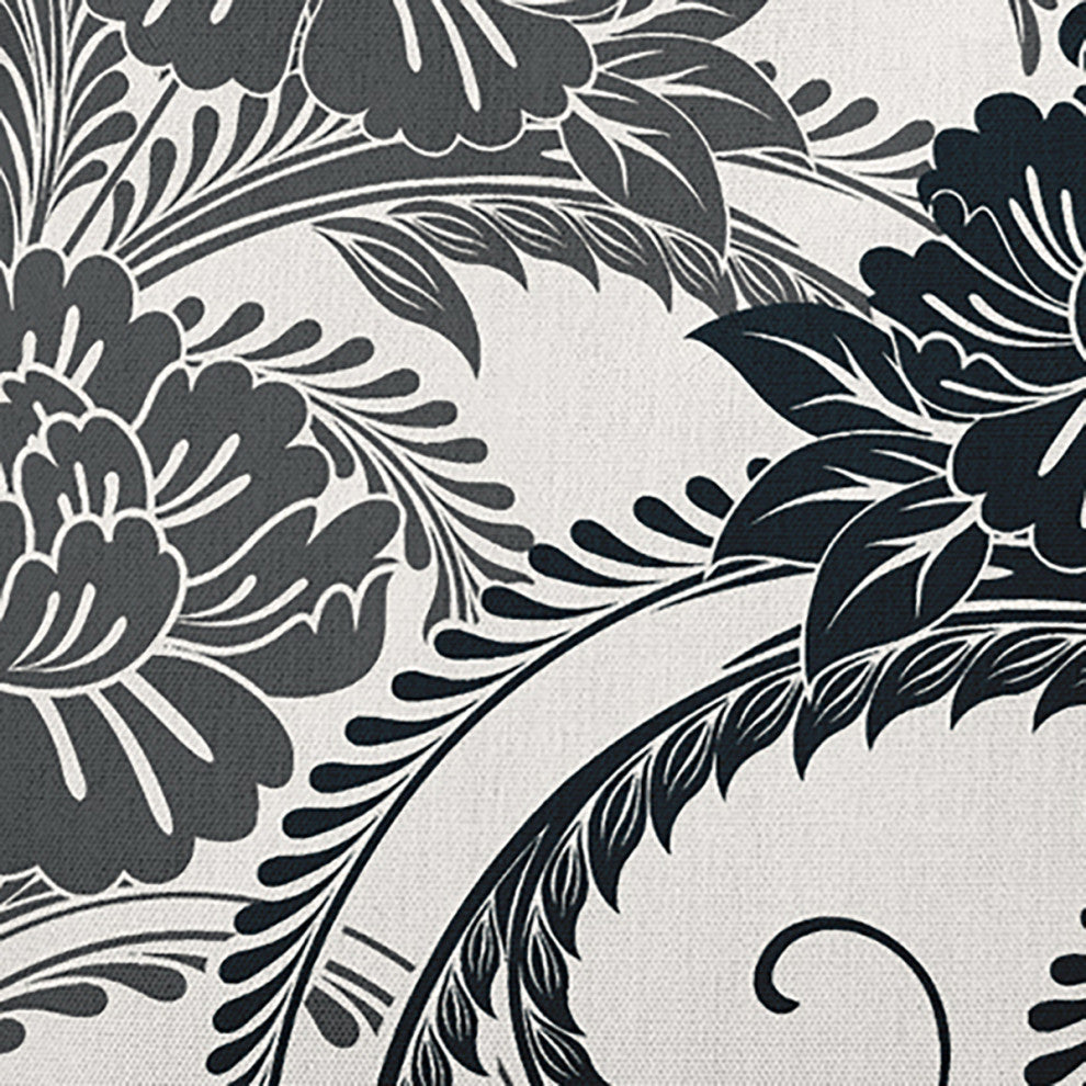 Flower Flourish Polyester Indoor Pillow, Black, 26"x26"