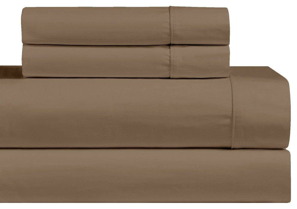 Attached Waterbed Sheet Set 650 TC Solid Sateen, Taupe, King/Calking