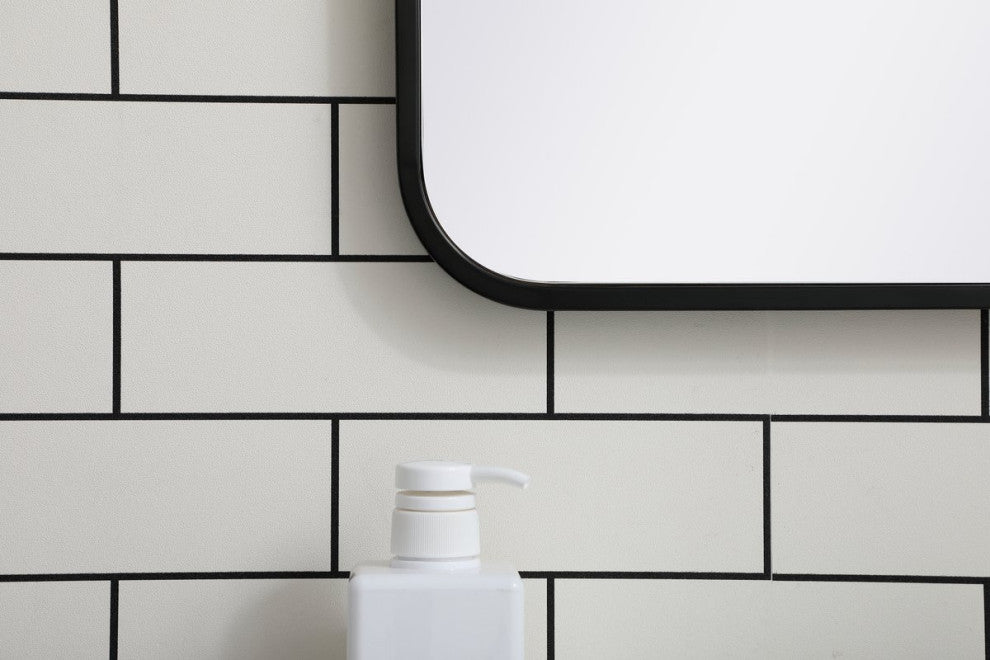 Ellis Soft Corner Metal Rectangular Mirror, Black, 20" x 30"