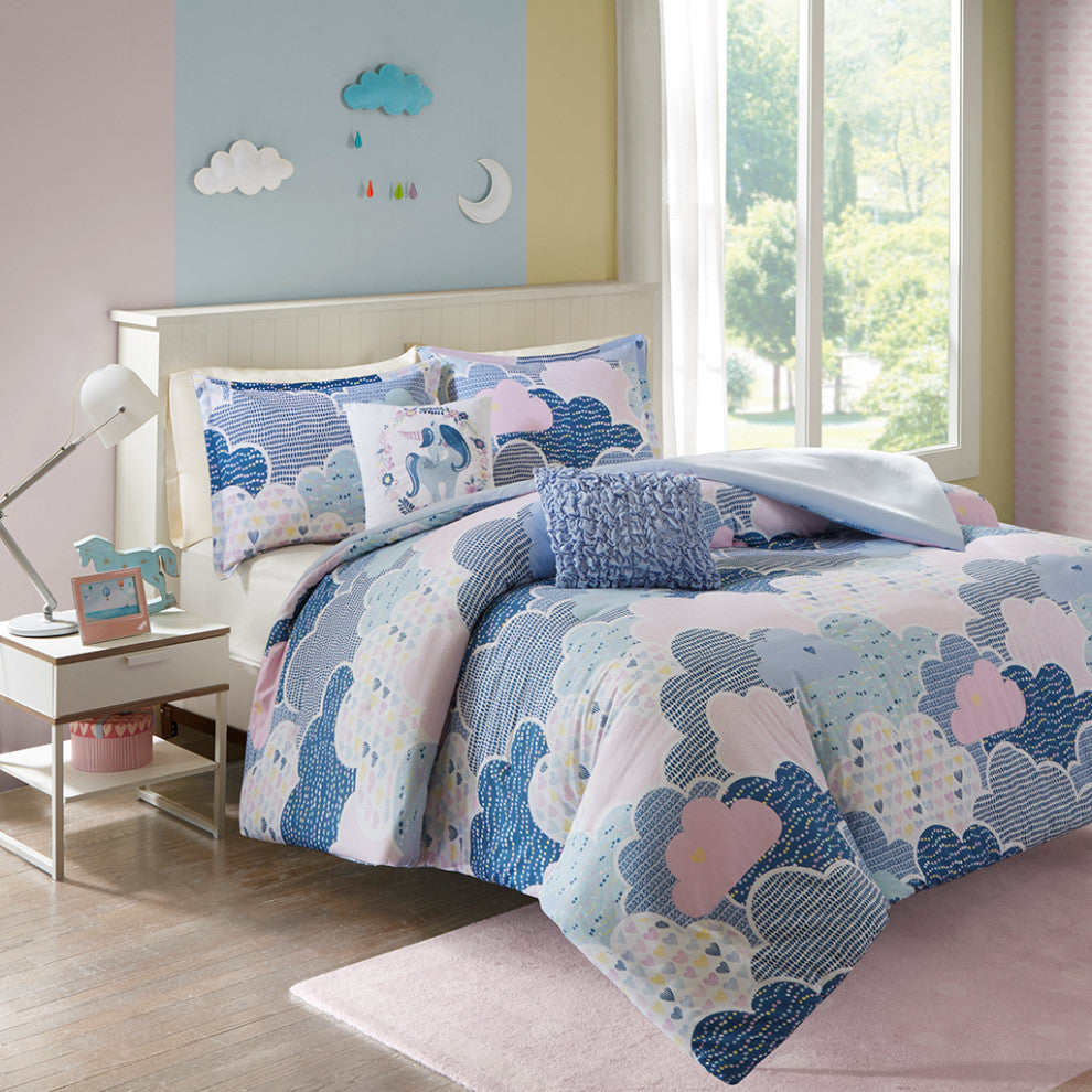 Kids Cotton Comforter/Duvet Cover/Coverlet Set, Blue, Twin, Duvet Cover