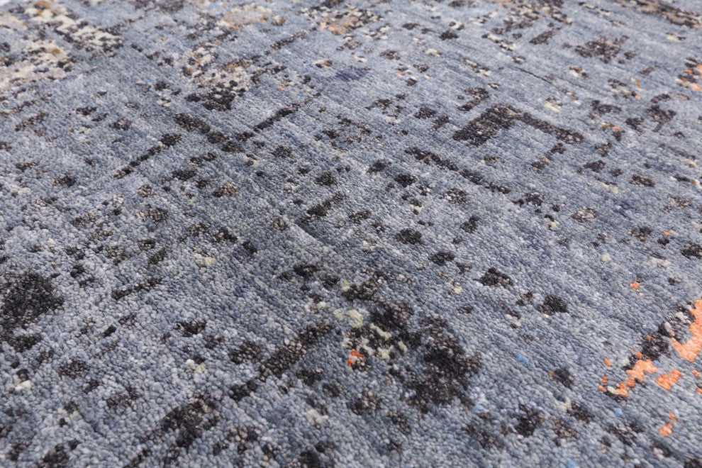 8' 1" X 10' 1" Abstract Handmade Wool and Silk Rug Q8881