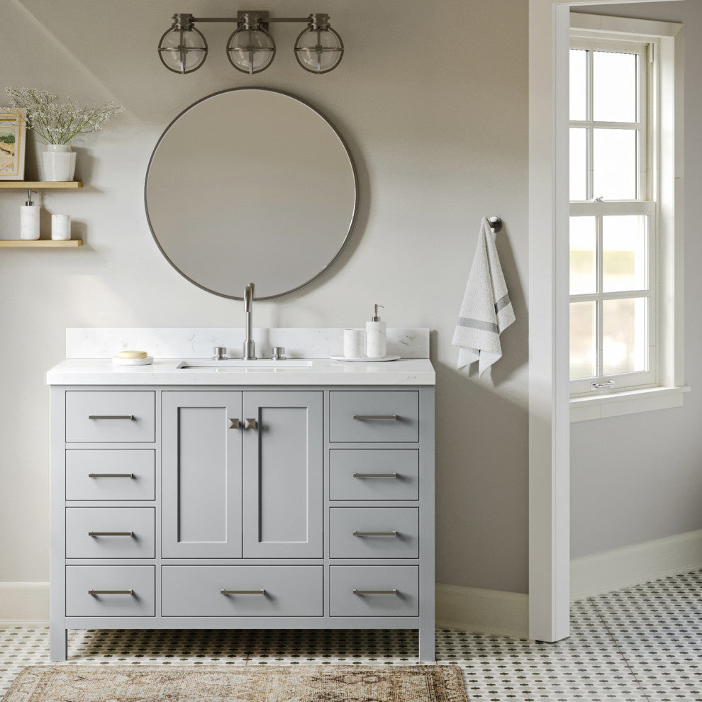 Ariel Cambridge 48" Single Rectangle Sink Vanity, Carrara Quartz