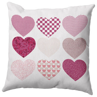 Patterned Hearts Decorative Throw Pillow, Pink, 18"x18"