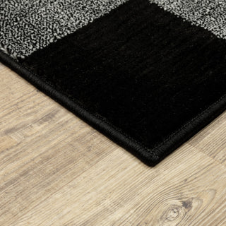 Garson Geometric Squares Area Rug, Black, 6'7"x9'2"