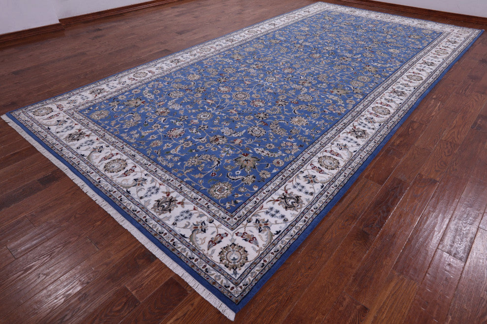 8' 0" X 16' 0" Persian Nain Handmade Wool & Silk Rug - Q14889