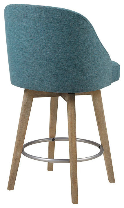Madison Park Pearce Swivel Upholstered Counter Stool, Teal, 30" Bar Stool