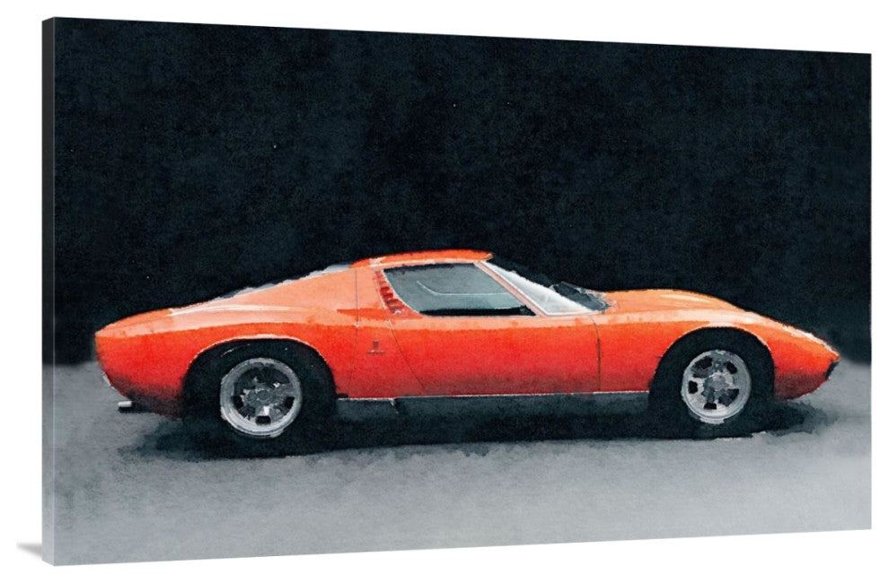 "1971 Lamborghini Miura P400 S Watercolor" Fine Art Print