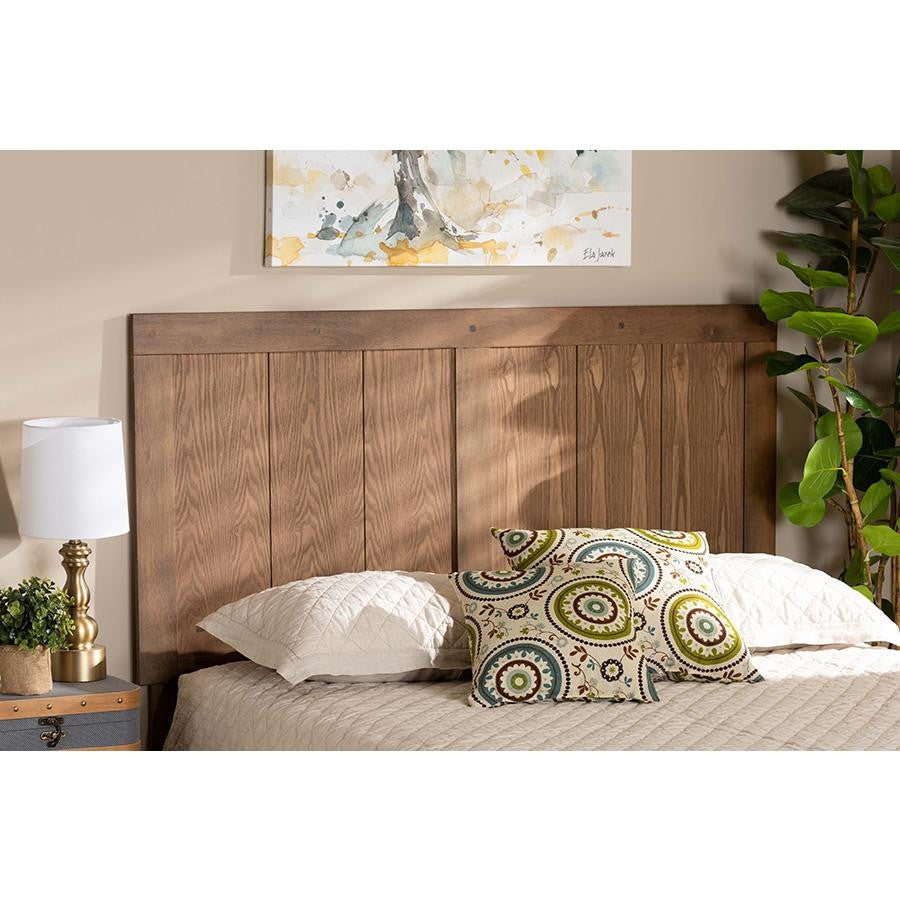 Ash Walnut Finished Wood and Synthetic Rattan Full Size Headboard