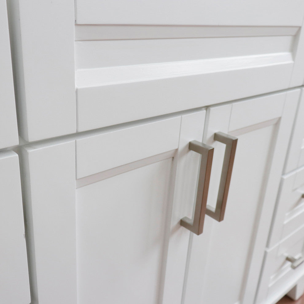 49" Single Sink Vanity, White Finish With Gray Granite And Round Sink