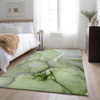 Premium Machine Washable Mayfield AMF506 Green 3' x 5' Rug