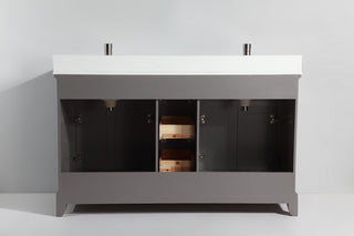Vanity Art Vanity Set With White Stone Top, 60", Gray, Standard Mirror