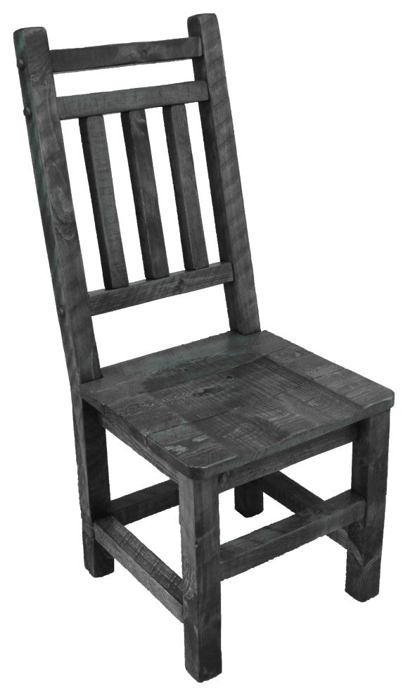 Barnwood Style Timber Peg Dining Room Chair with Double Top Rail, Set of 2, Smokey Gray